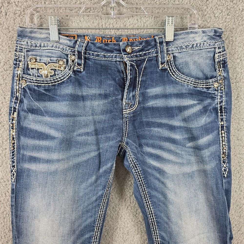 ROCK REVIVAL Women's Kai Easy Boot Distressed Dark Wash Jeans Size 29 - Picture 2 of 14